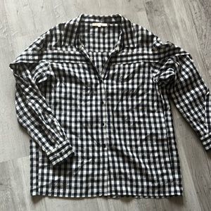 Maje women long sleeve button down shirt plaid size 1